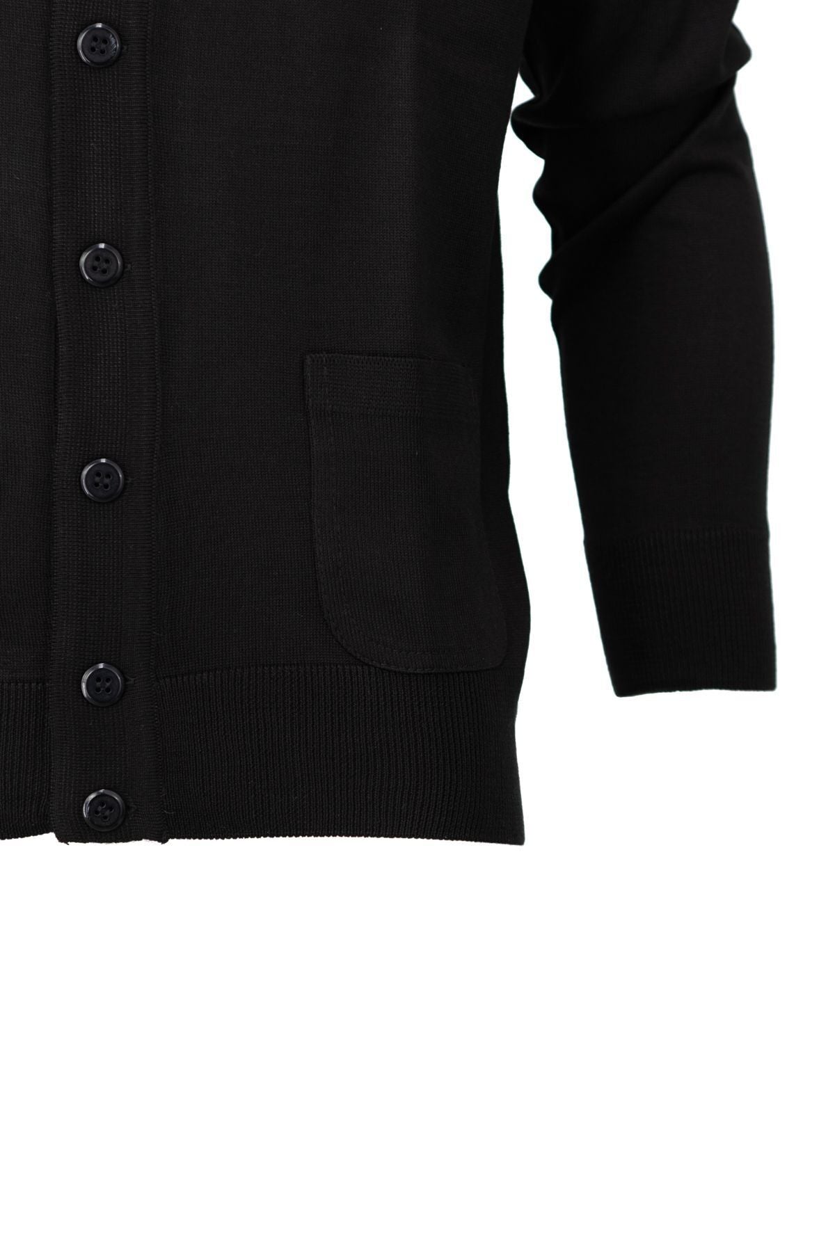 Erkek Mevsimlik Yünlü Örme Klasik Hırka V Yakalı Düğmeli Çift Cepli Rahat Kesim Tam Kalıp